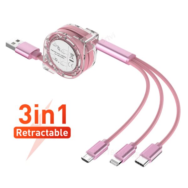 کابل فست شارژ USB جمع شو 3in1 - Image 3